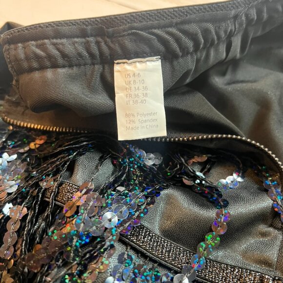 Black Sequin Faux Leather Mini Skirt- Size 4–6 - Picture 5 of 6